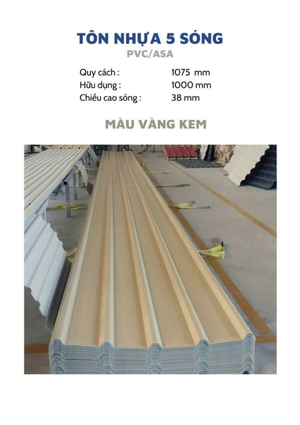 Tole Nhựa PVC/ASA ( Vàng Kem )